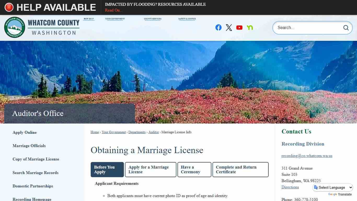 Obtaining a Marriage License | Whatcom County, WA - Official Website